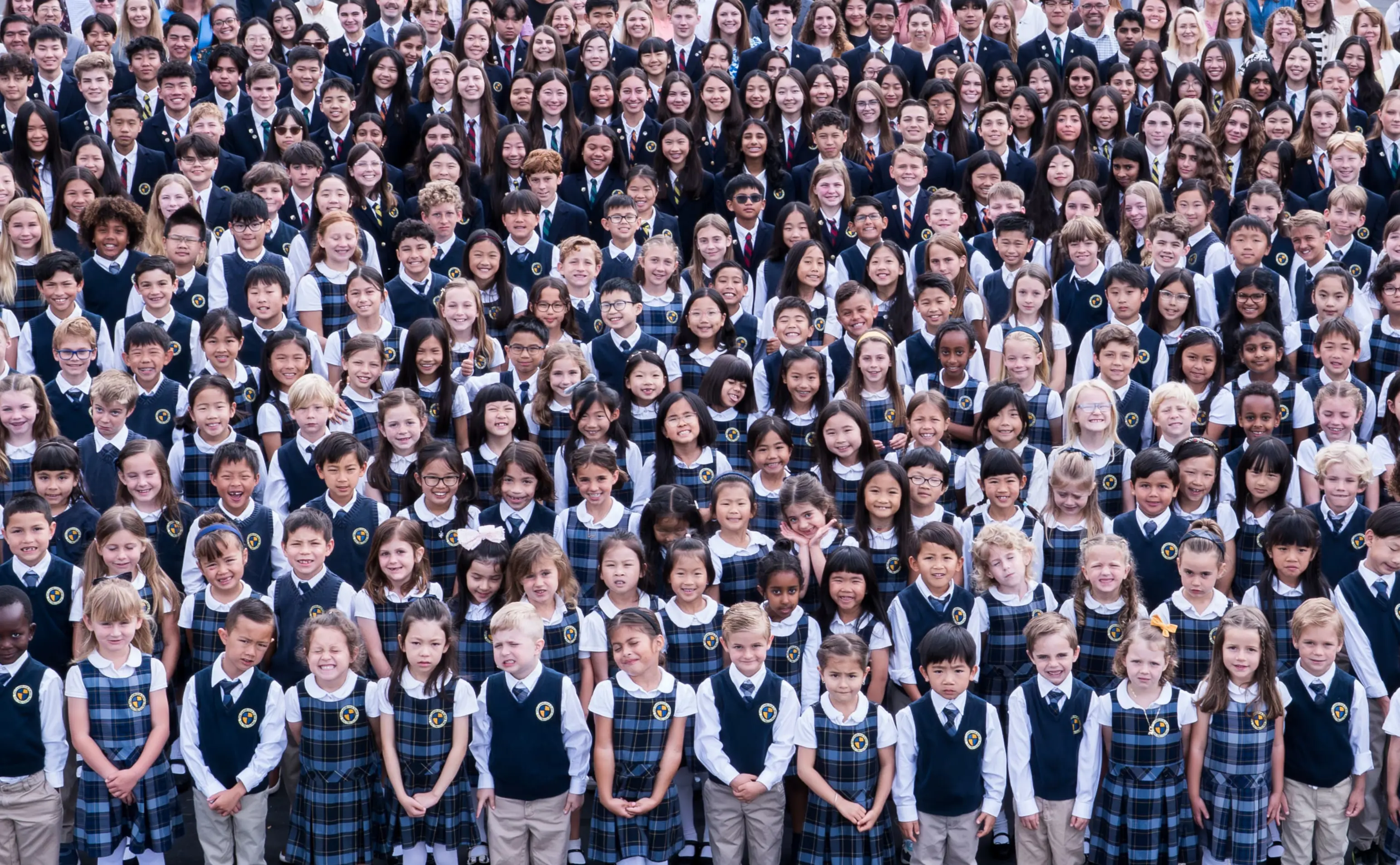 Cambridge students line up for their all school photo