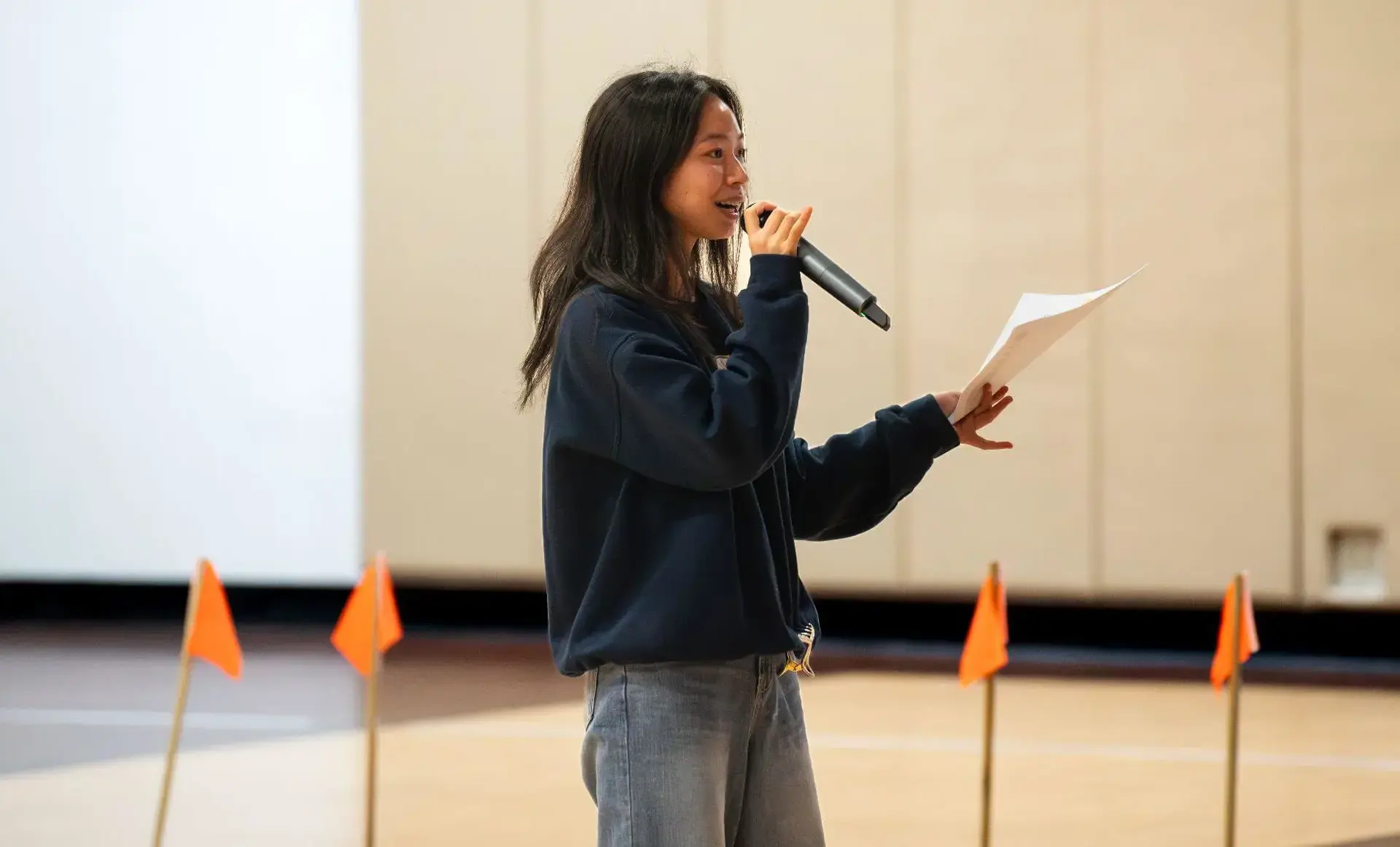 Student leader at a private Christian school in San Diego facilitating a house event, demonstrating student leadership and initiative beyond the classroom.