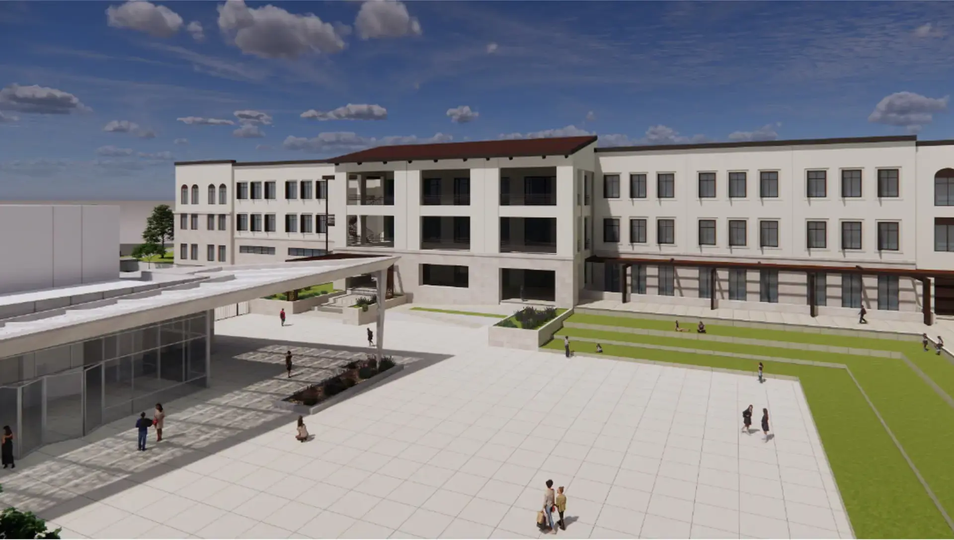 External concept shot of a large white building