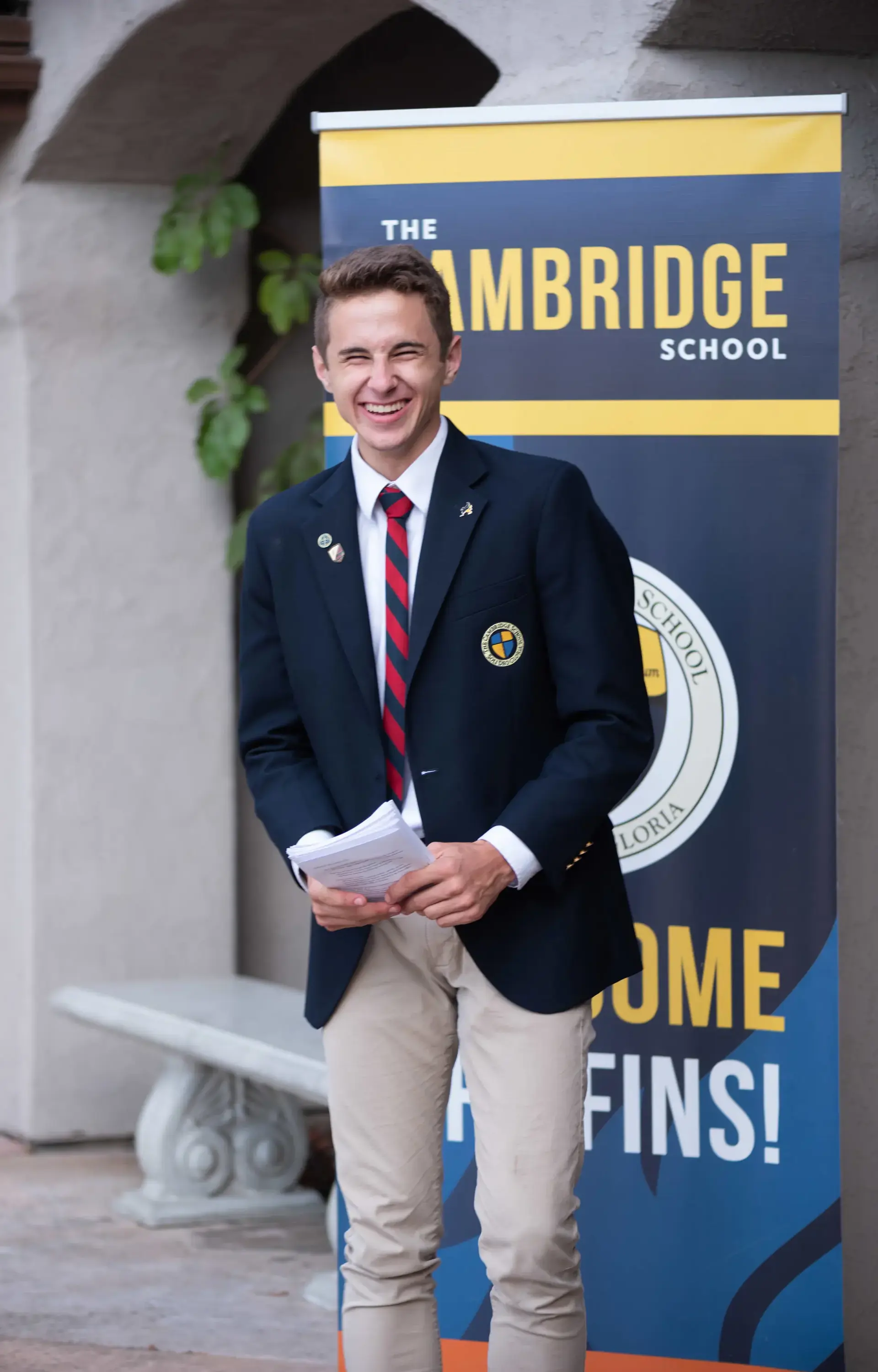 Student smiling at opening convocation