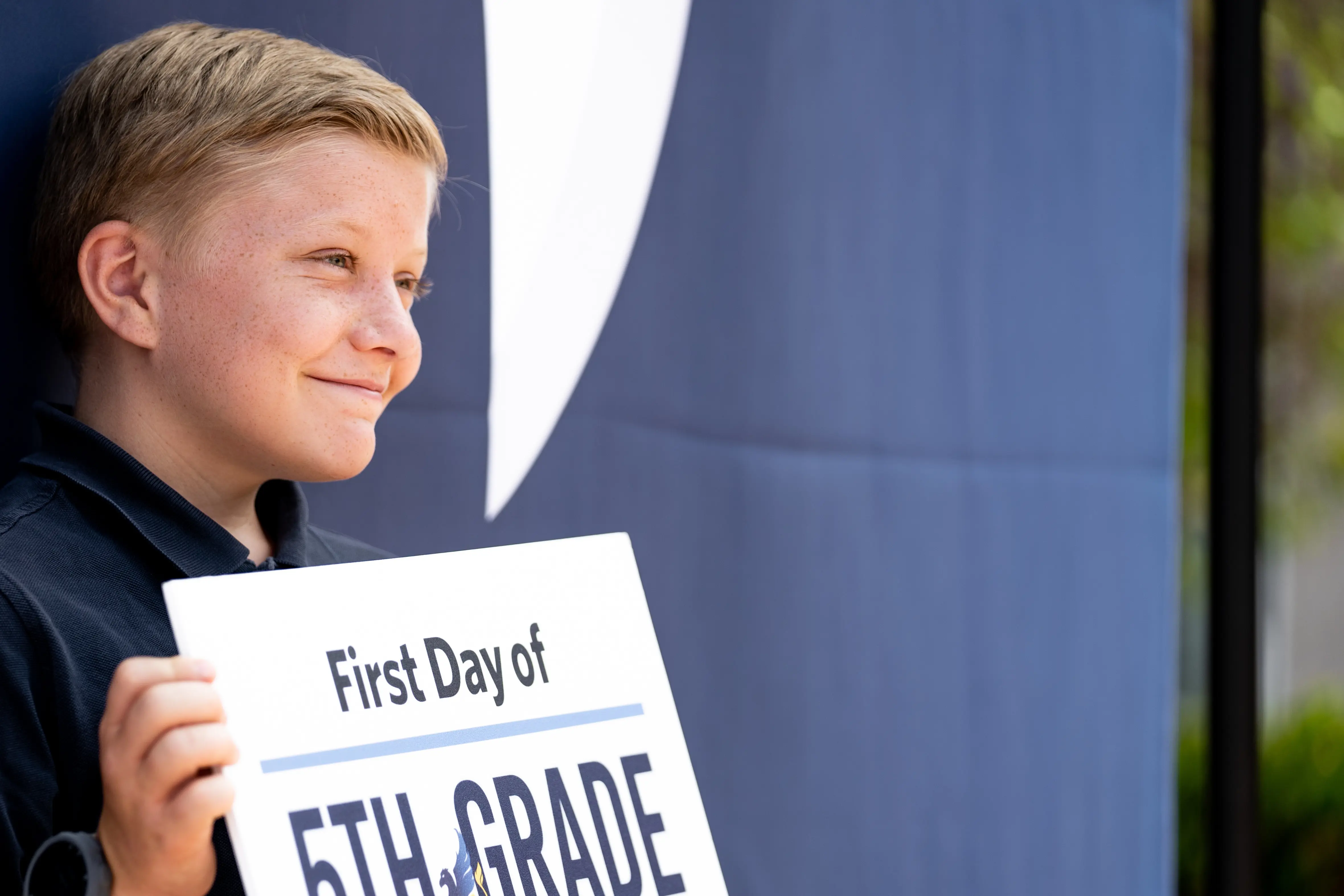 Fifth grade student filled with wonder at the first day of a new school year at The Cambridge School, the top k-12 Christian school in San Diego