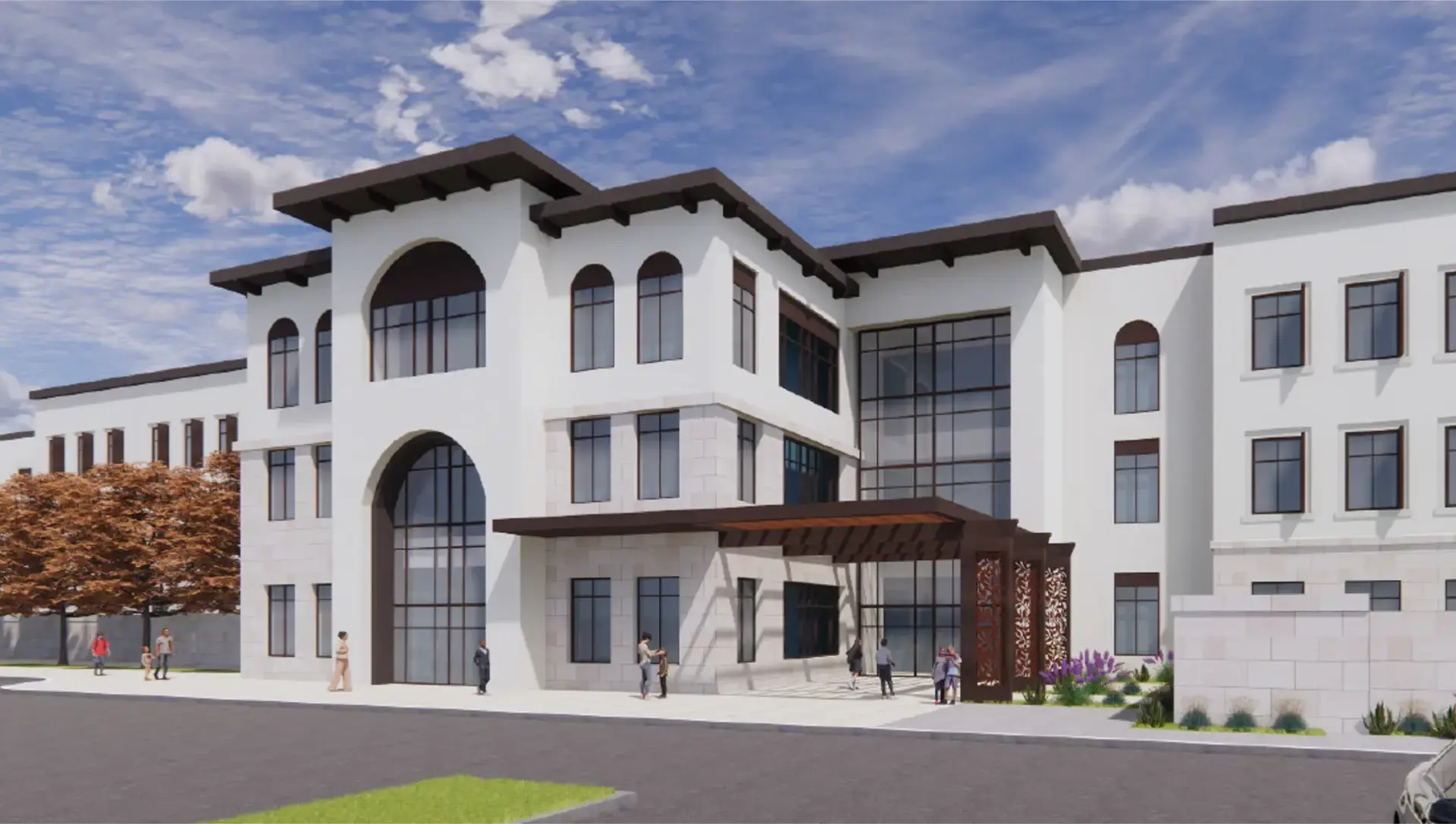 External concept shot of a large white building
