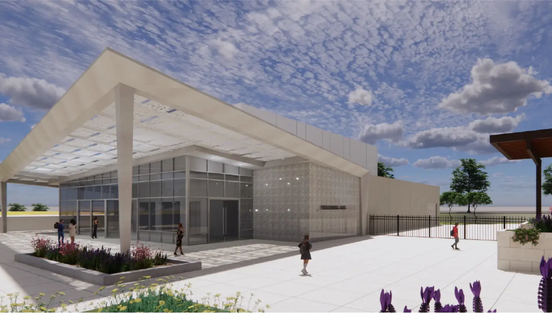 External concept shot of a large white building