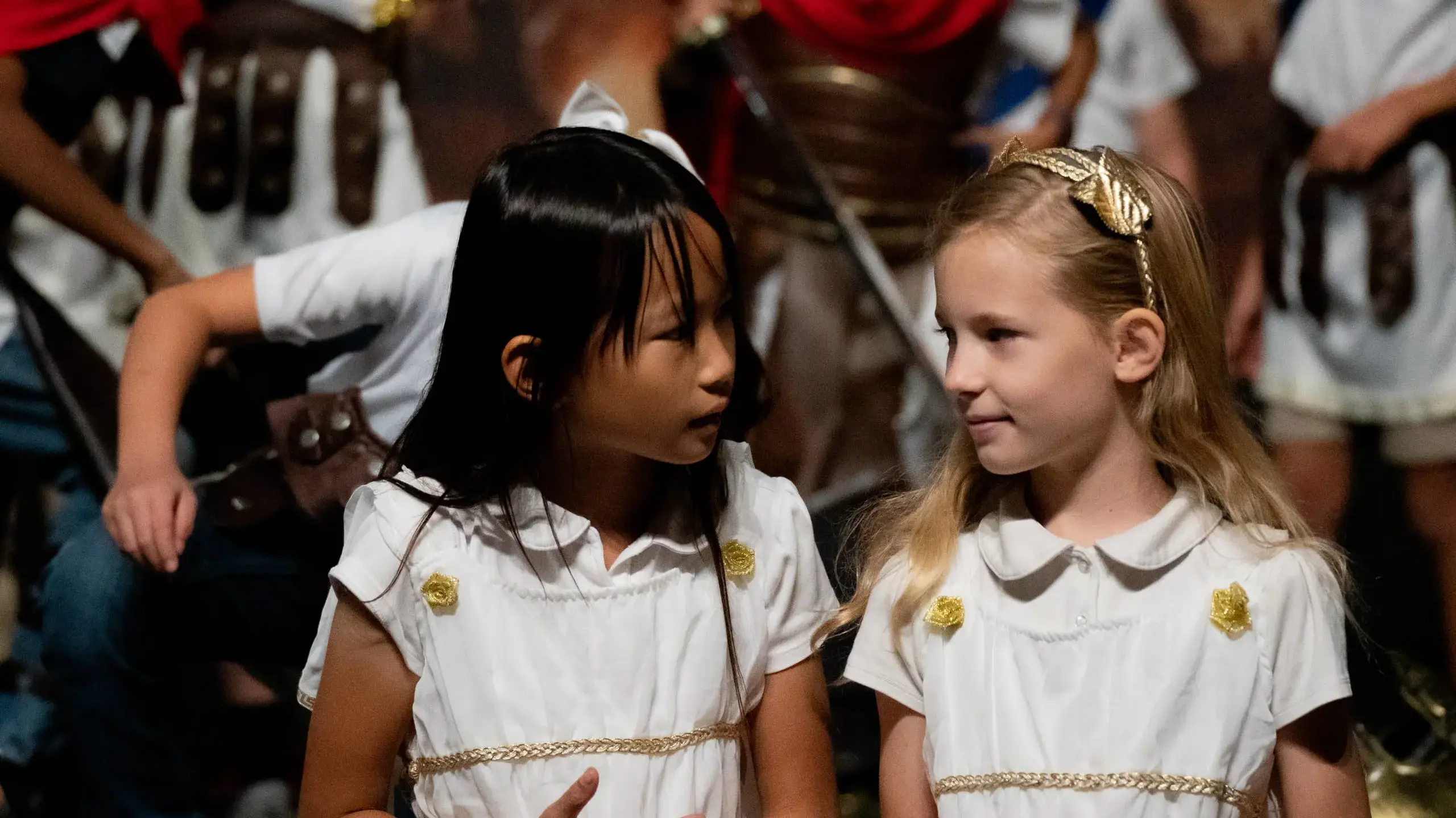 Students at The Cambridge School, a private Christian school in San Diego, participate in the Trojan War play.