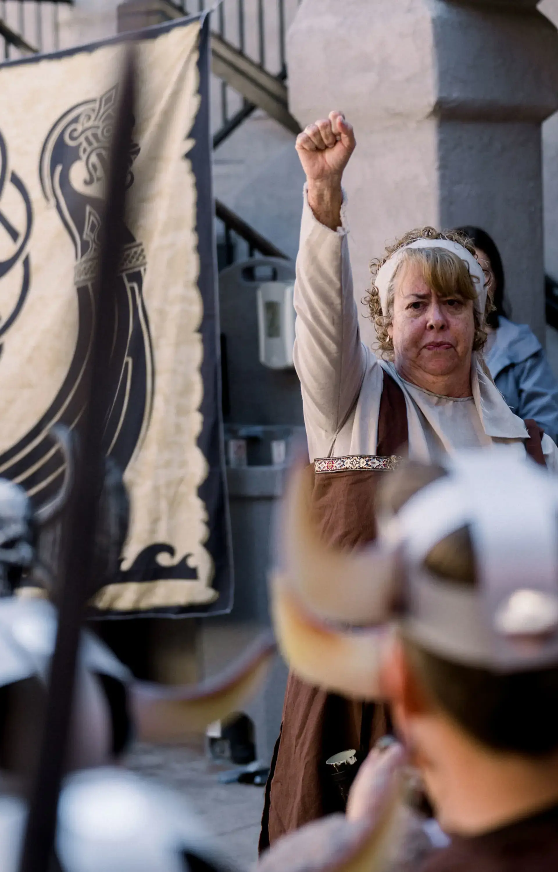 At The Cambridge School, a private Christian school in San Diego, a teacher leads grammar school students in a Viking reenactment.